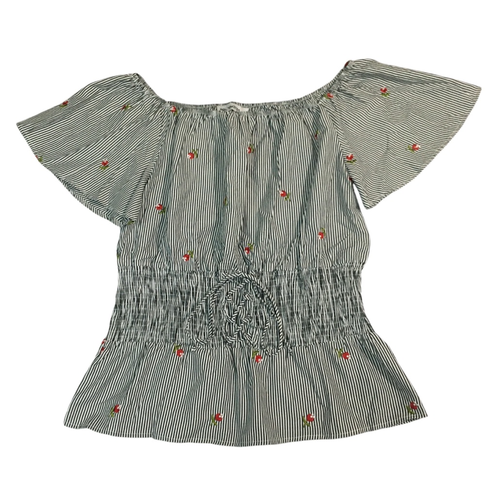 Roommates Striped Floral Lace Up Top Blouse - Women’s 1X NWT - Picture 8 of 13